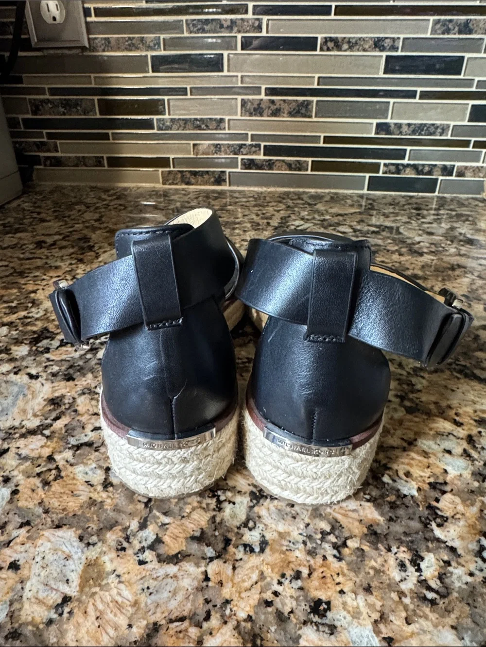 Michael Kors Black Espadrille Platform Slingback Sandals